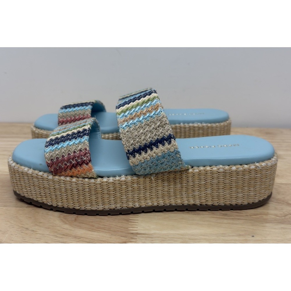 Marc Fisher Women's Pelma Blue‎ Beige Rainbow Platform Sandal Size 10 #28